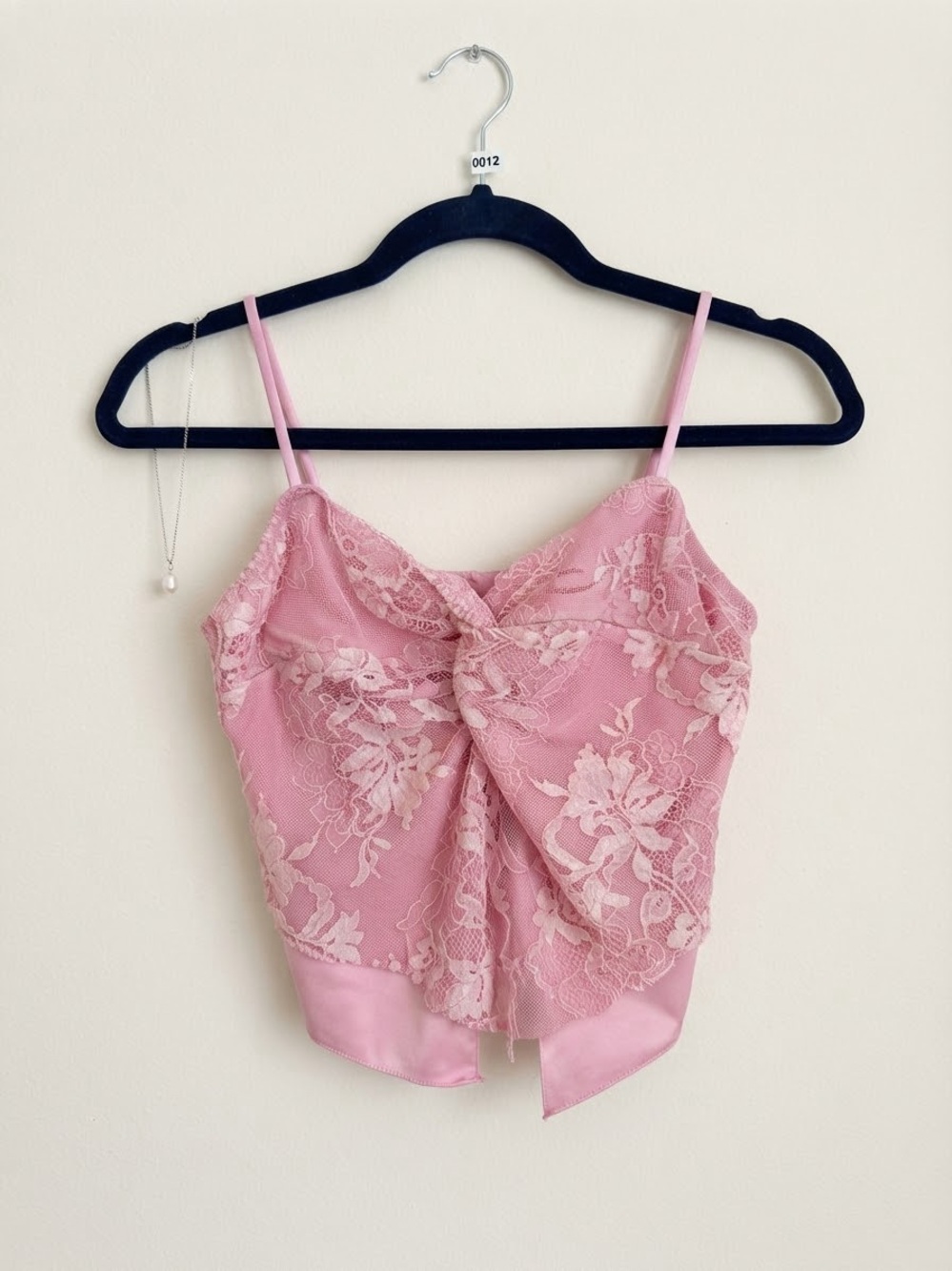 SHEIN Pink Lace Twist-Front Camisole
